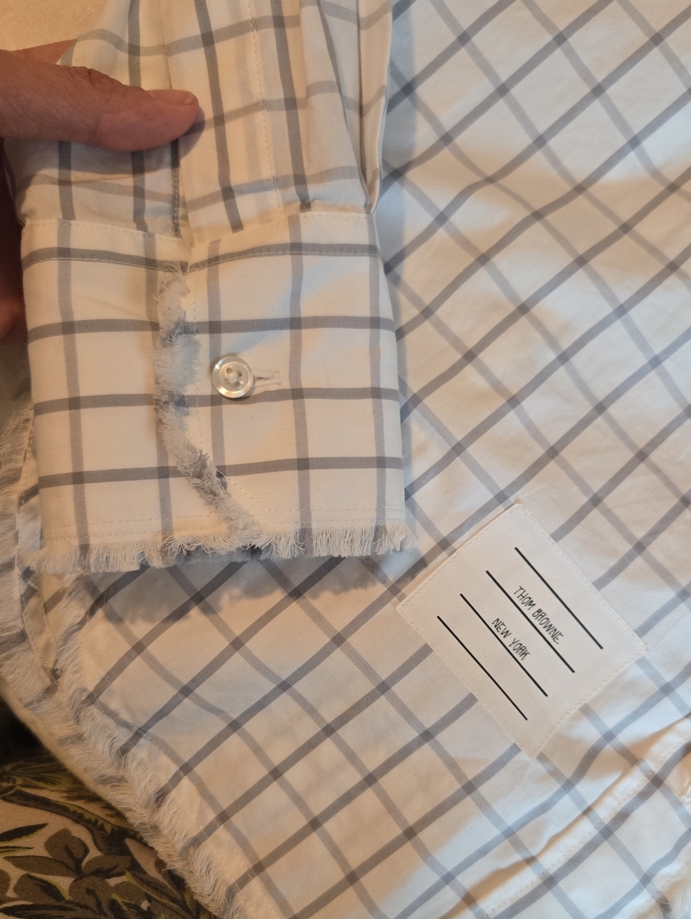 Thom Browne White Shirt with Gray Windowpane Check - Picture 6 of 10